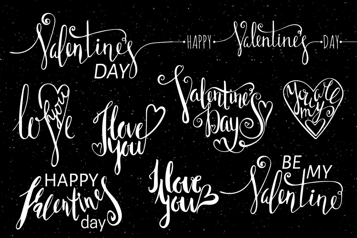 Lettering set for Valentine’s Day, a Decorative Illustration by ekmelica (Photo 4 of 5)