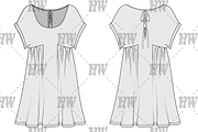 Dolman Sleeve Dress Fashion Flat, a Shirt Mockup by haydenwentworth (Thumbnail 1 of 3)
