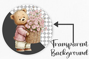 Watercolor Valentine's Bear Clipart, an Illustration by Canvas Craft (Thumbnail 2 of 6)