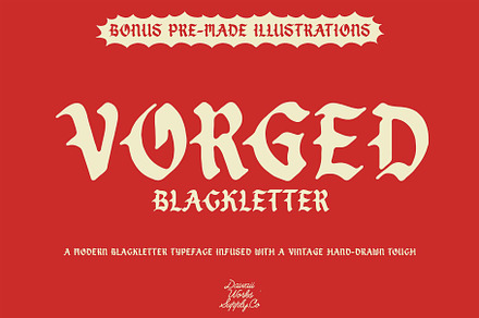 Vorged Blackletter, a Blackletter Font by Dawaii Goods