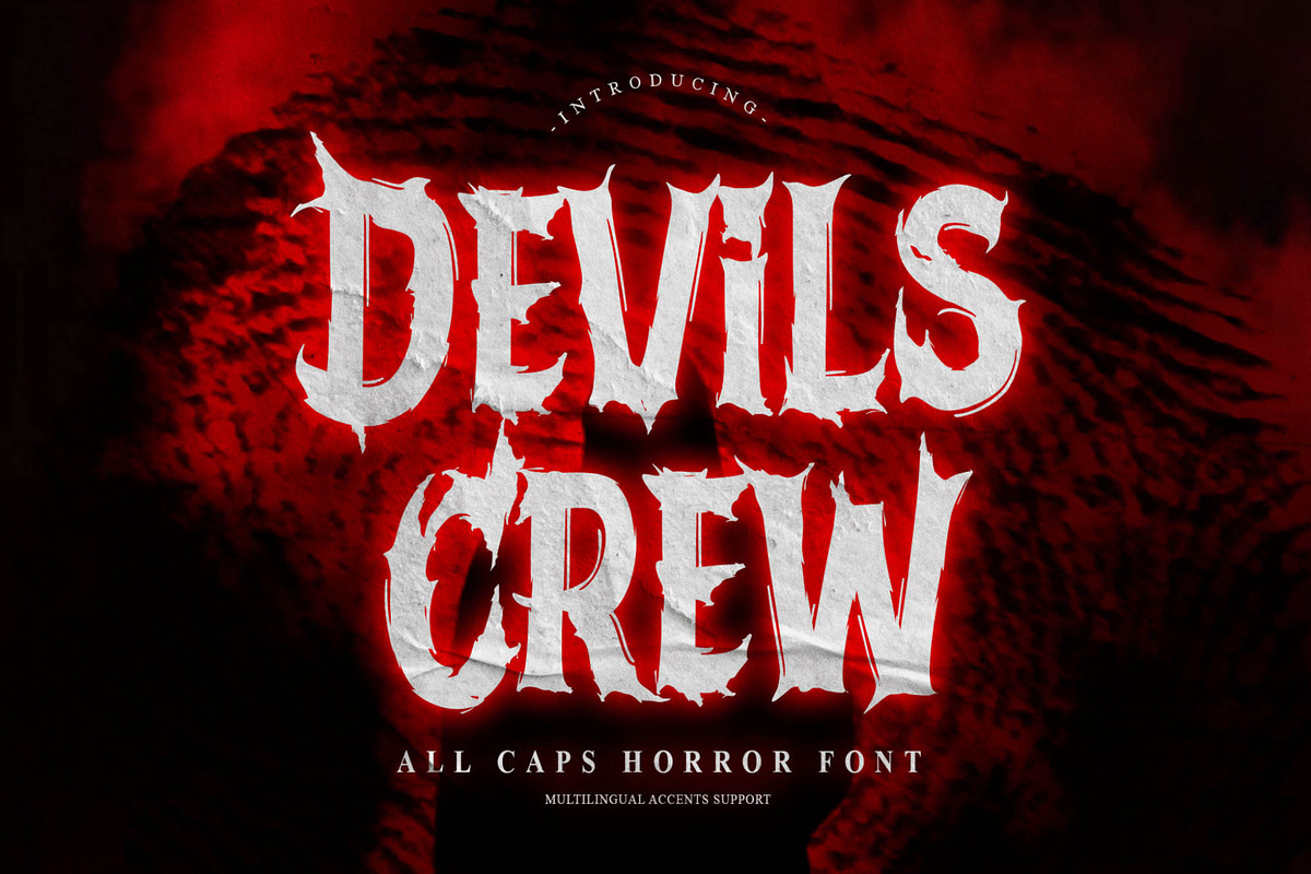 Devils Crew - All Caps Horror Font, a Font by Gassstype (Photo 1 of 8)