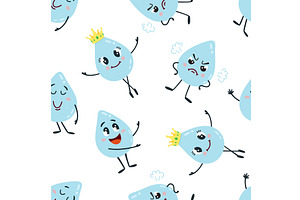 Cartoon drops seamless pattern, an Illustration by LadadikArt