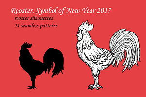 Rooster Silhouettes And Patterns