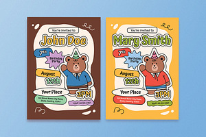 Cartoon Kids Birthday Invitation, an Invitation Template by Aiyari Graphic