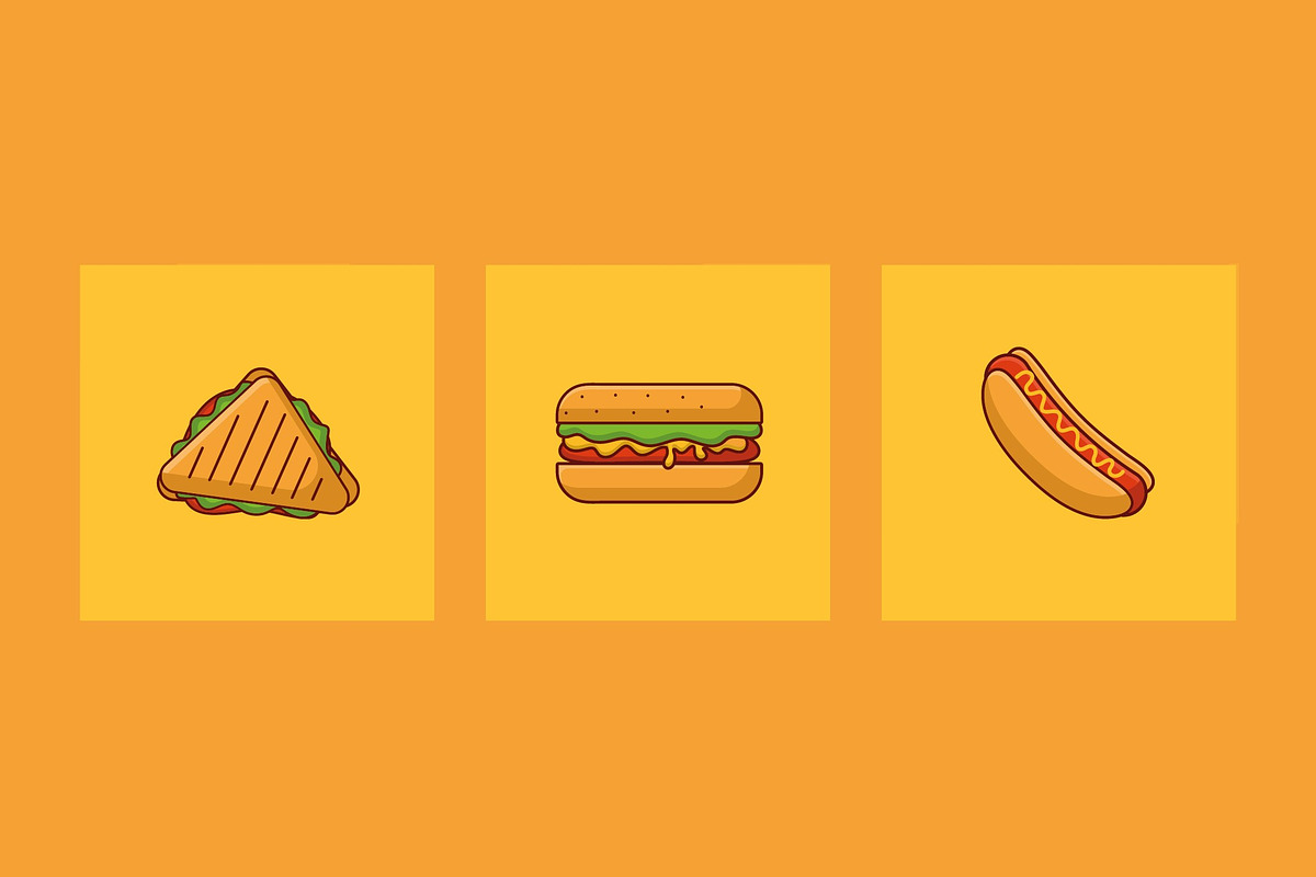 Fast Food Icon Set, a Templates & Theme by studiogstock (Photo 3 of 4)