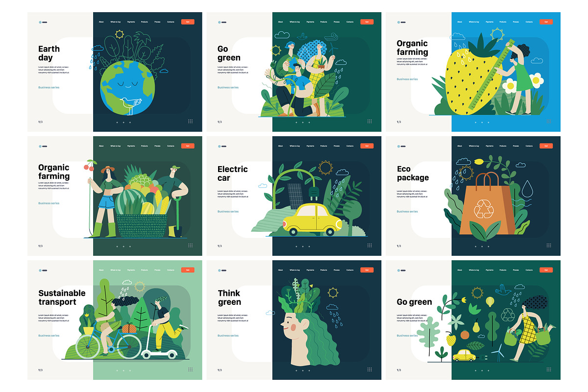 Ecology flat vector illustrations, a Templates & Theme by Grivina's shop (Photo 27 of 31)