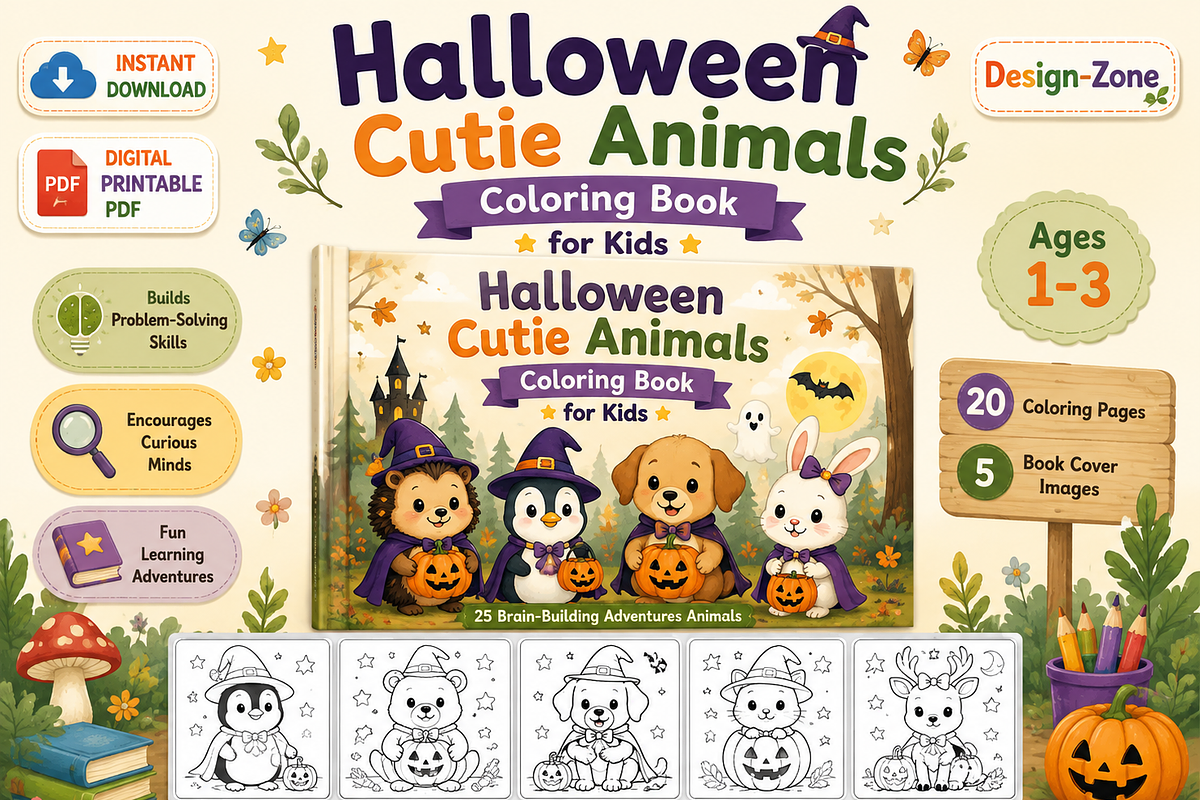 Halloween Cutie Animals Color Book, an Animal Illustration by Design Zone (Photo 3 of 7)