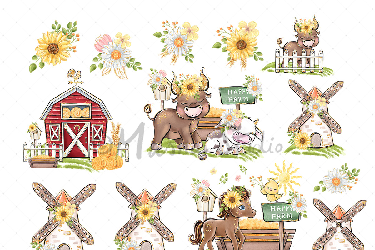 Farm Animals Clipart, an Animal Illustration by Masha  Studio (Photo 5 of 9)
