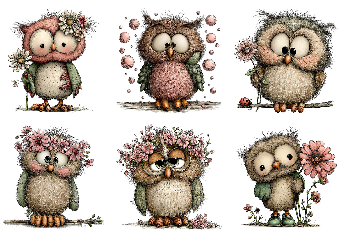 Whimsical Spring Owl Clipart, an Illustration by Dream Creation (Photo 3 of 7)