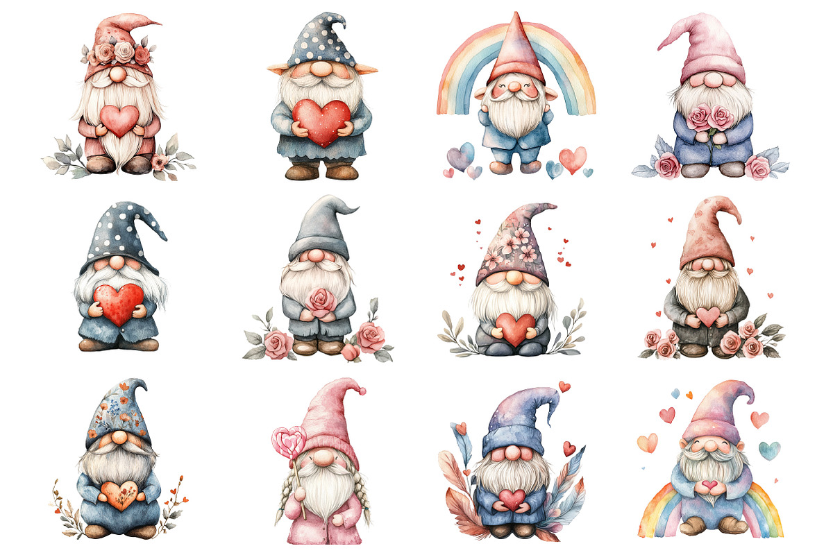 Boho Valentines Gnome Clipart, an Illustration by Design Market (Photo 3 of 3)