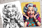 Crazy Old Ladies Coloring Pages, a Decorative Illustration by Ink Gallery (Thumbnail 3 of 7)