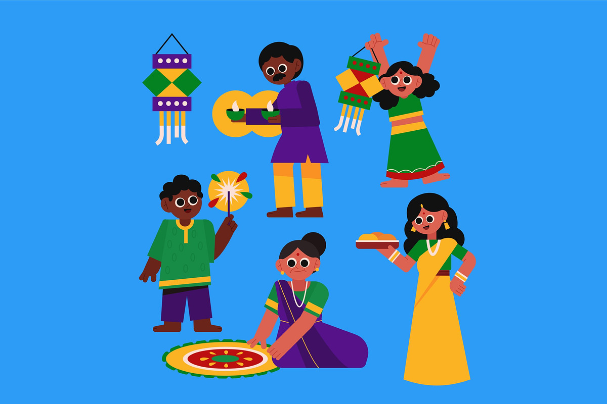 Diwali Activity Asset Illustration, an Illustration by graphicook