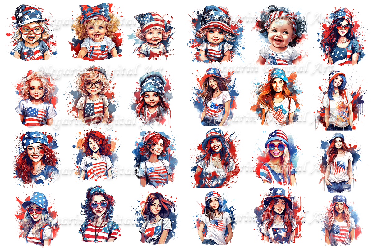 Watercolor 4th of July Clipart, an Object Graphic by Negarin Digital Art (Photo 3 of 11)