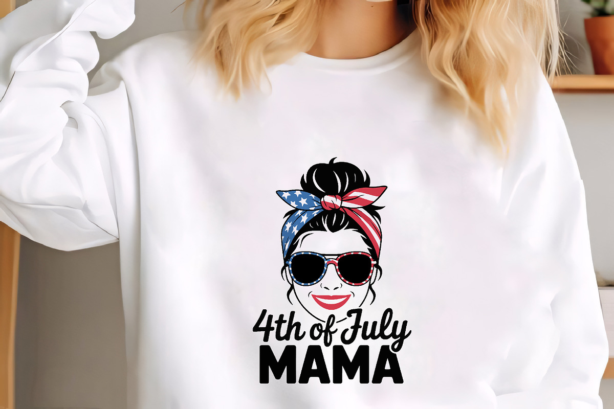 Patriotic woman sunglasses messy bun, an Illustration by CrexoraLab (Photo 3 of 4)