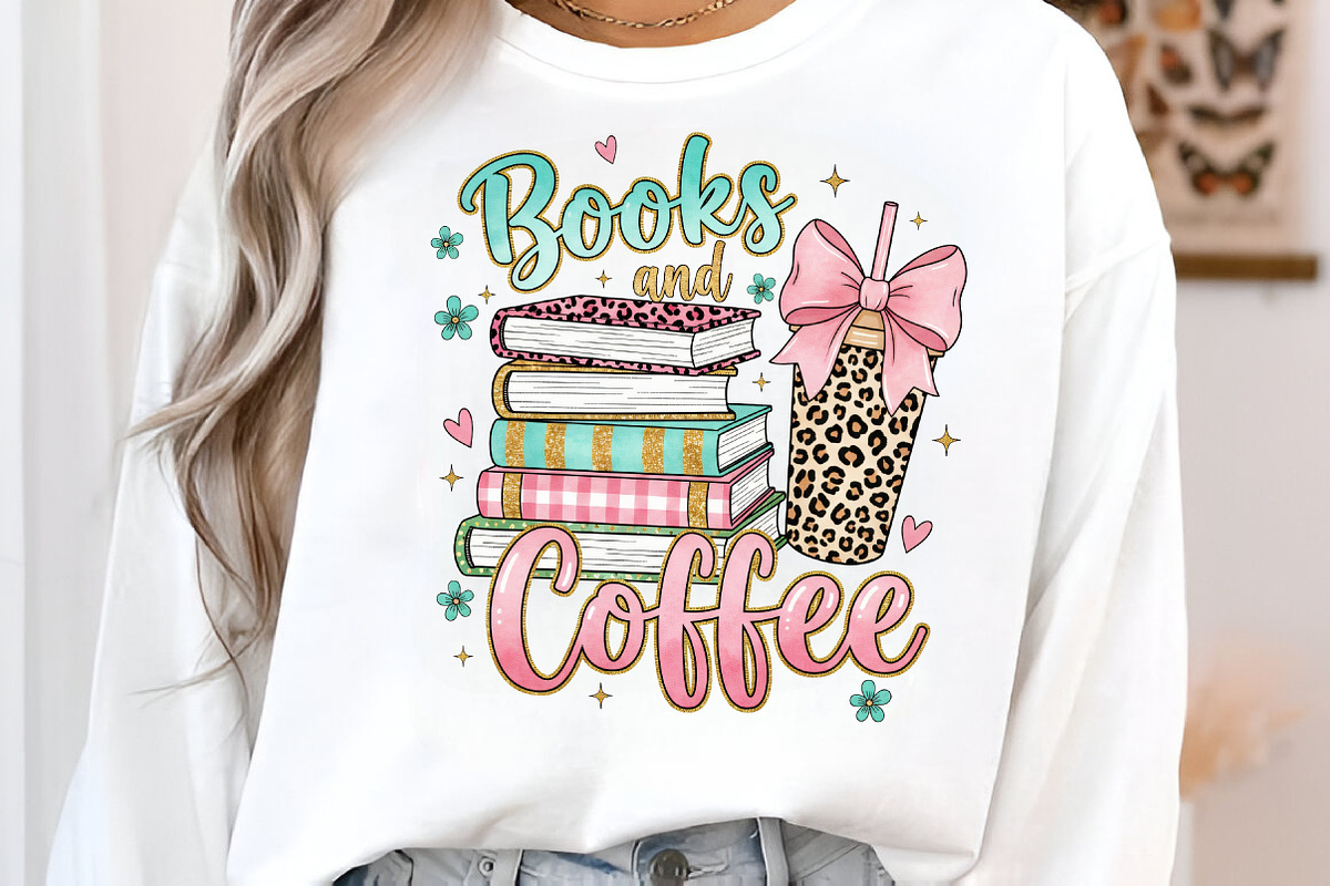 Books And Coffee PNG Sublimation Des, an Illustration by Libby Wishes (Photo 2 of 6)