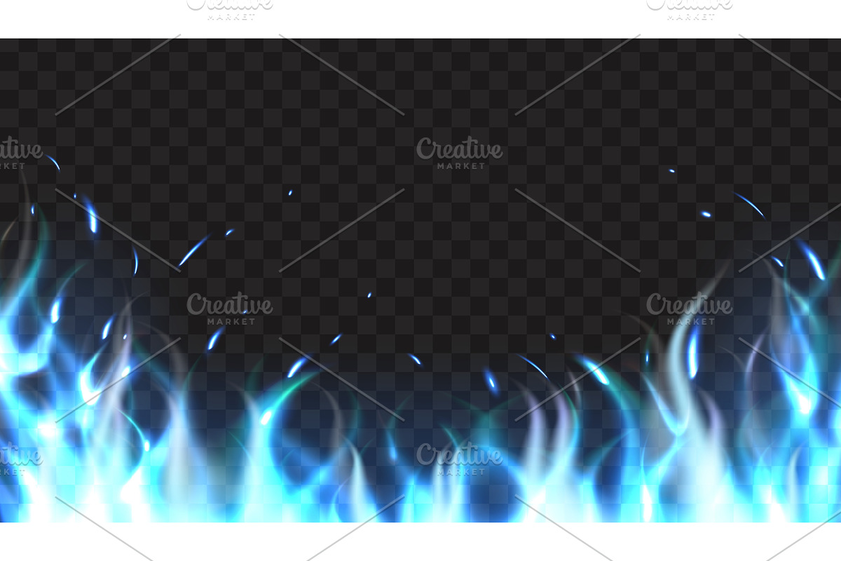 Realistic blue flames on transparent, a Texture Illustration by Vectorbuum