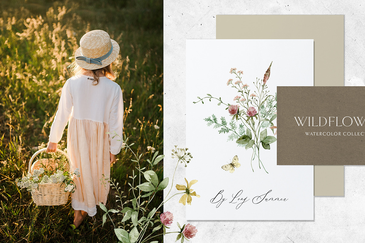 WILDFLOWERS delicate floral clipart, a Person Illustration by long summer (Photo 10 of 12)