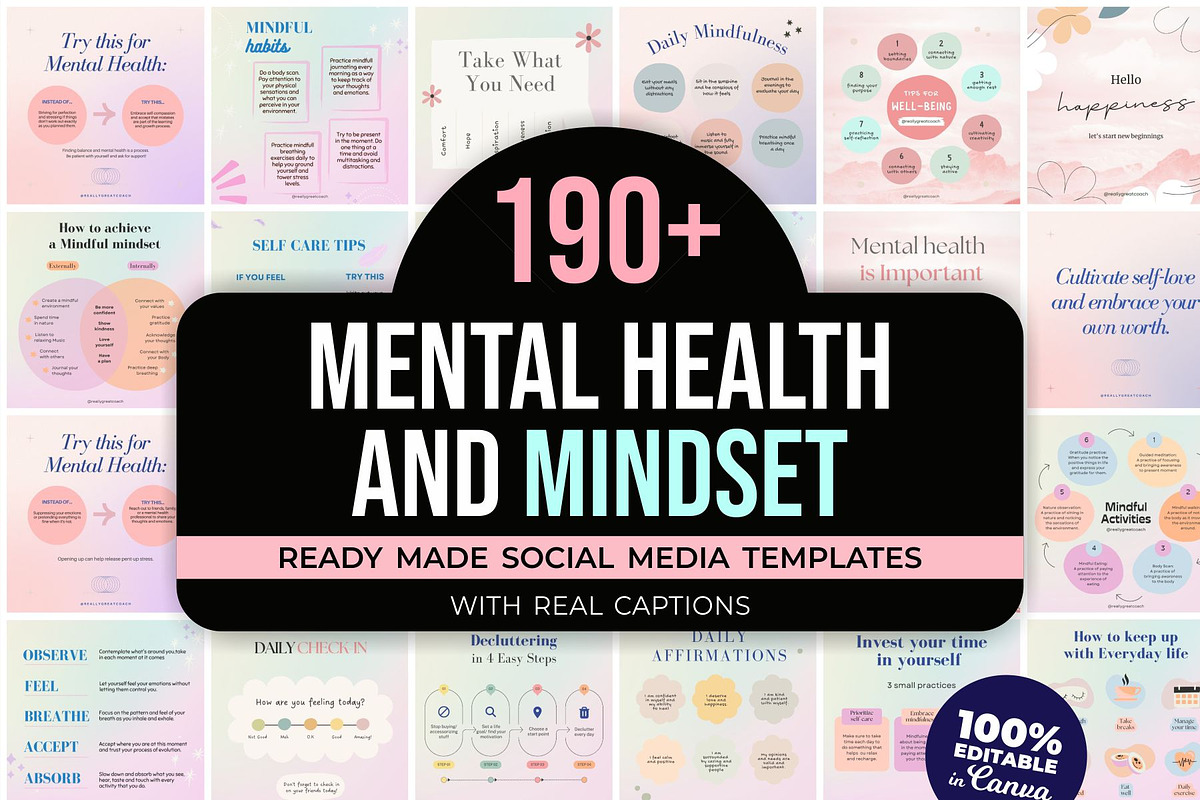 Mental Health Posts Templates, a Social Media Template by Aks-Designs (Photo 1 of 8)