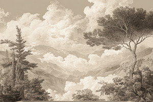 Rolling Hills and Clouds Wallpaper, a Decorative Illustration by Virgo Studio
