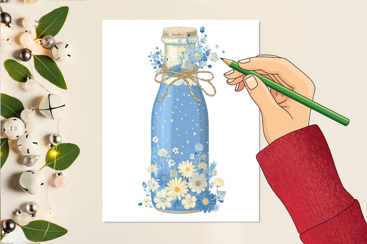 Blue Cottage Charm Clipart Set, an Illustration by DreamCafeArt (Photo 5 of 6)