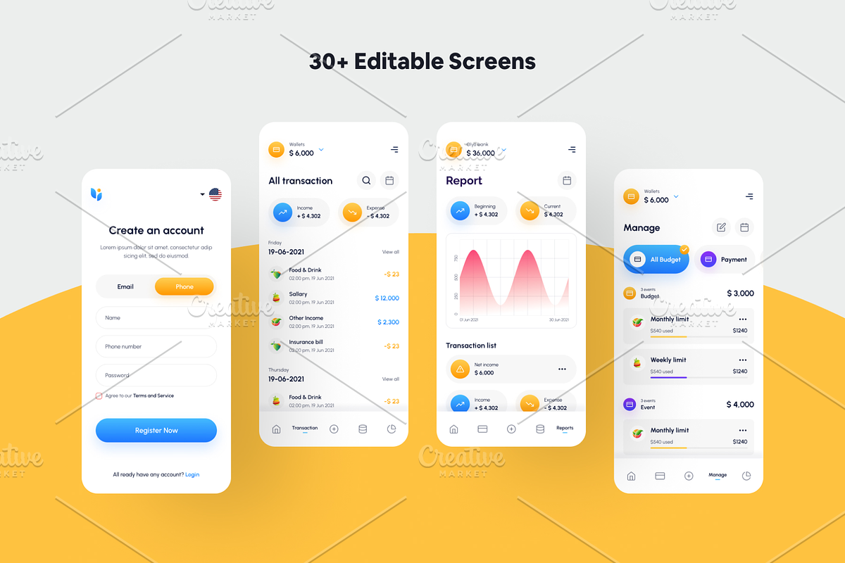 Finco - Money Management App UI Kit, an App Template by Pixency (Photo 4 of 6)