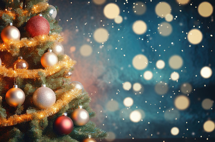 Christmas tree with red and silver b, a Photo by Iftikhar Alam