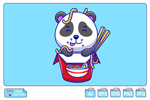 Panda Bear In A Ramen Noodle Cup, an Animal Illustration by Artstorystudio