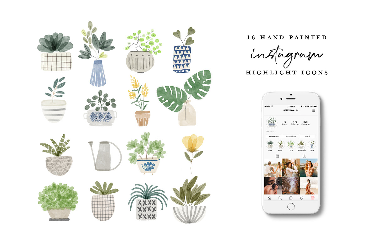 Watercolor Instagram Highlight Icons, an Illustration by beatriceviyiwi (Photo 1 of 4)