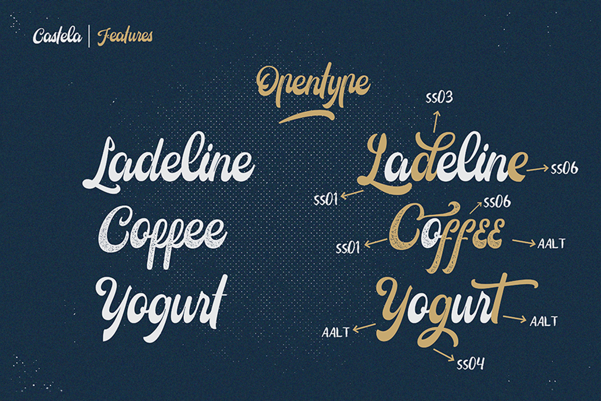 Castela (3 fonts with extras) preview 3
