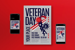 Red Maximalist Veteran Day Flyer Set, a Flyer Template by graphicook