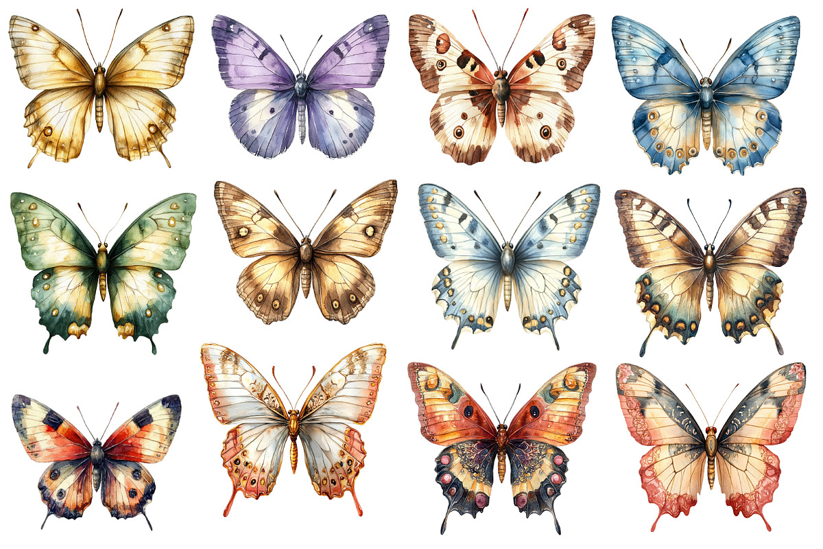 Vintage Butterflies Clipart, an Illustration by Designworld (Photo 3 of 5)