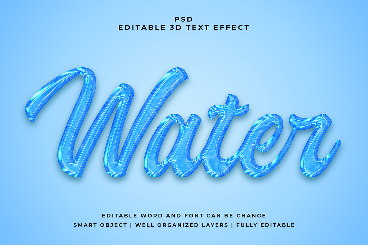 Water 3d Editable Text Effect Style, a Layer Style Add-On by designermdnazir