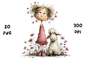 Whimsical Floral Girl & Lamb, an Animal Illustration by GiraffeCreative (Thumbnail 17 of 20)