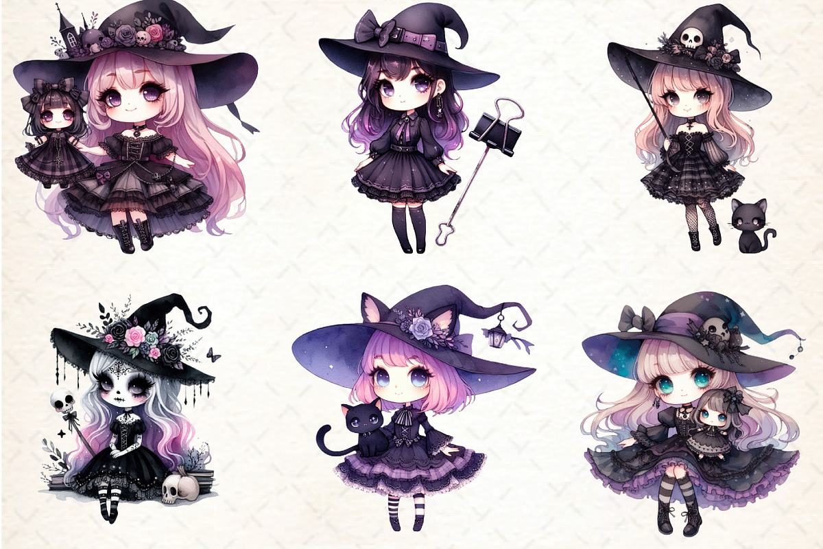 Cute Witch Halloween Girl PNG Clipar, an Illustration by DreamCafeArt (Photo 4 of 5)