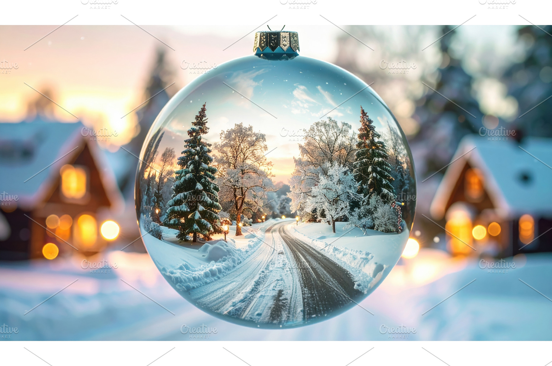 Glass bauble reflecting snowy winter, a Holiday Photo by Igor Tichonow