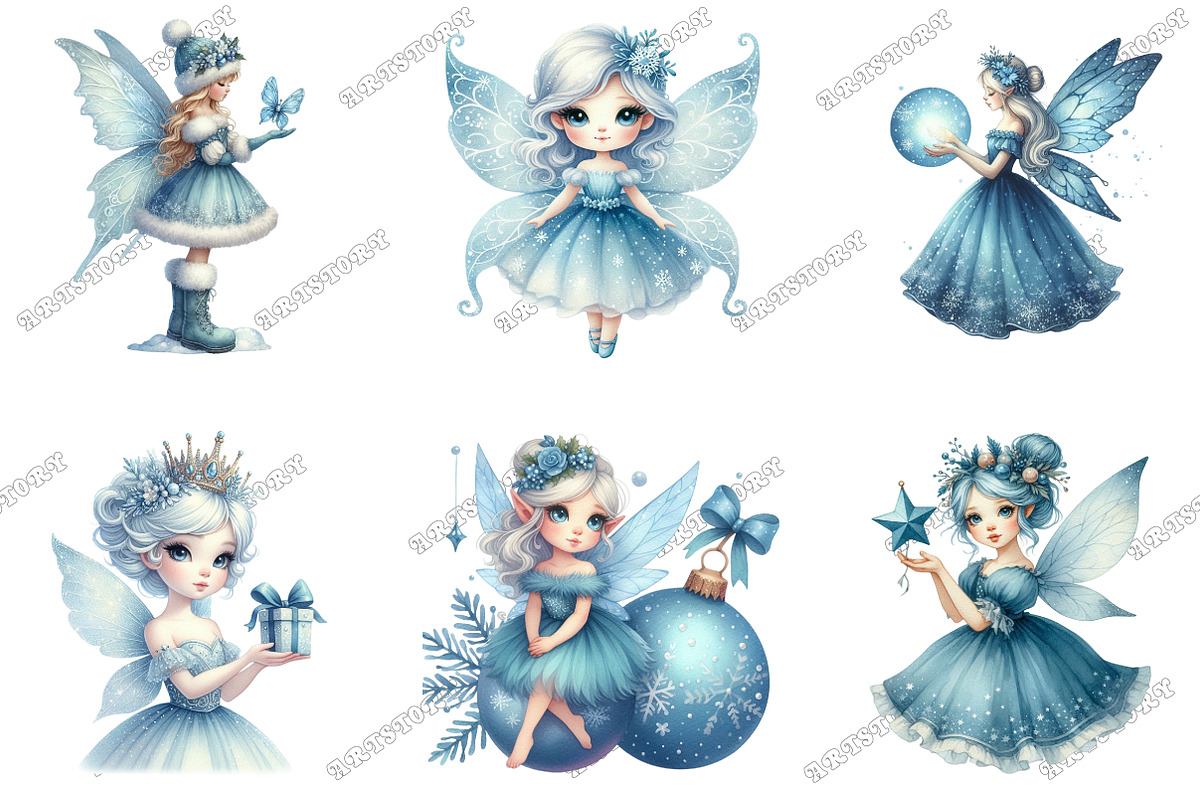 Watercolor Christmas Cute Fairy Clip, an Illustration by designcity5 (Photo 2 of 5)