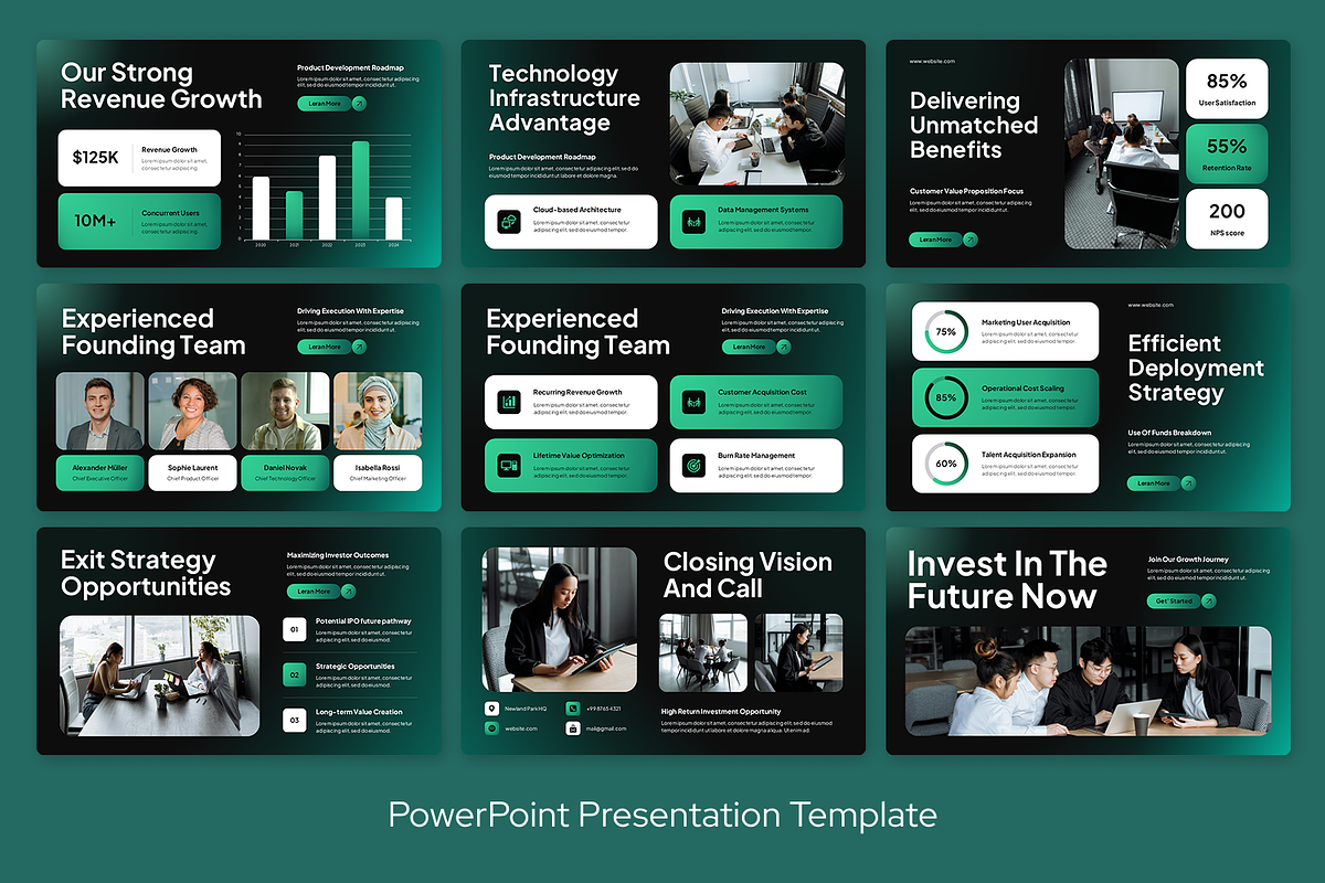 Black Green Venture Capital Pitch, a Presentation Template by Sixtemp (Photo 3 of 3)
