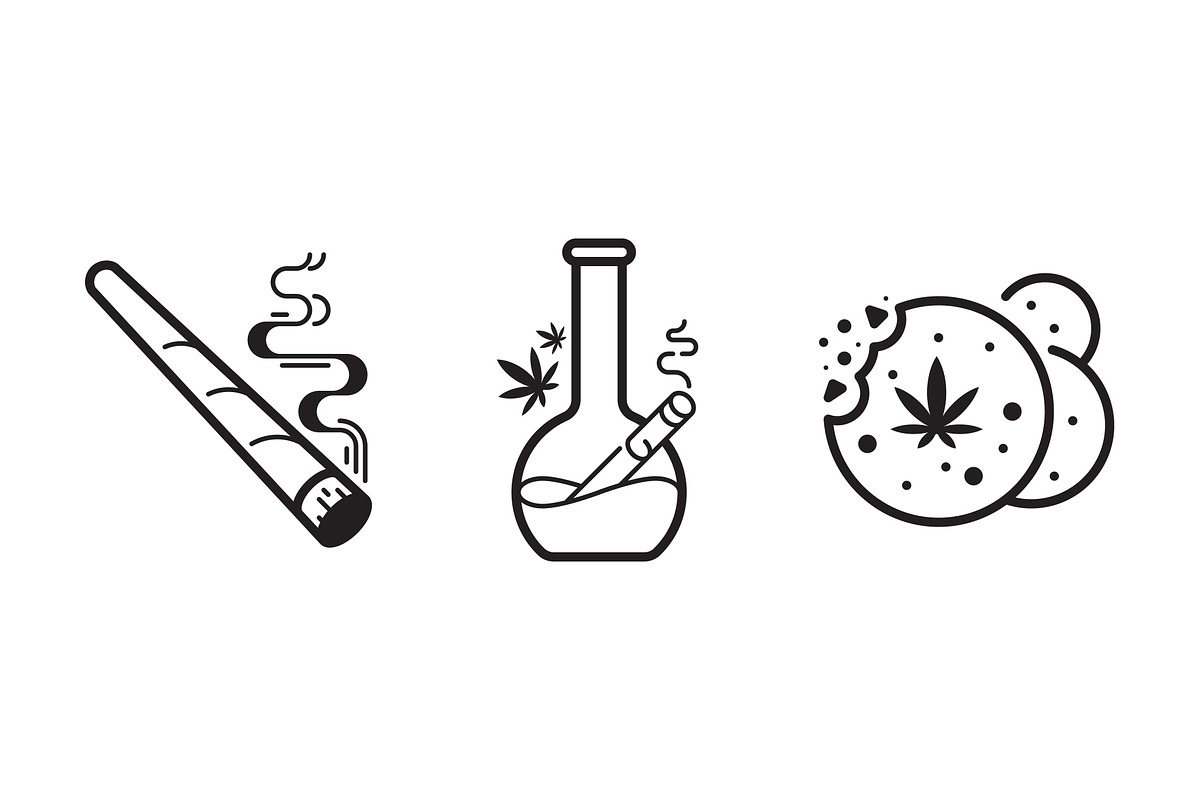 Cannabis: bong, cookies and joint, an Icon by Mir store