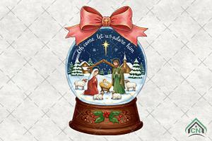 Nativity Scene Snow Globe Christmas, an Illustration by Craft Nest