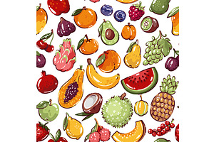 Fruit Seamless Pattern, a Food Illustration by VictoriaSergeeva