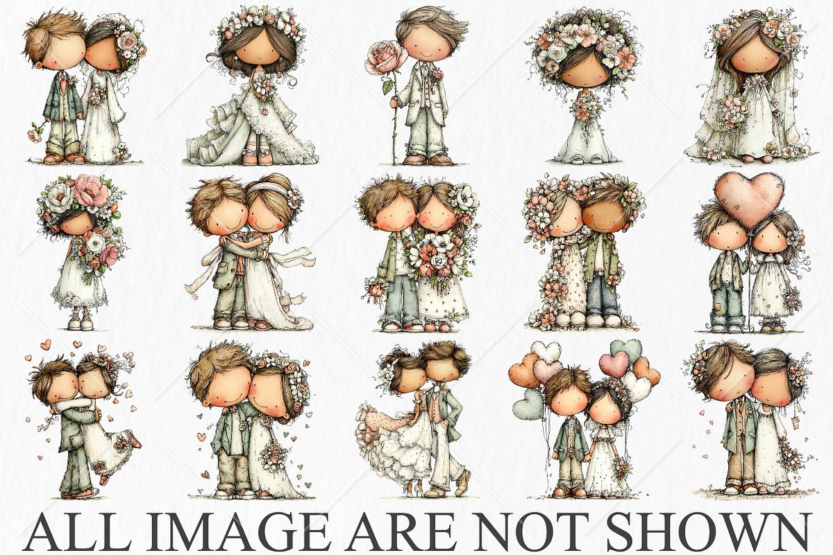 Watercolor Couple Clipart Bundle, a Seasonal Illustration by Canvas Craft (Photo 4 of 10)
