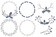Navy Christmas Vector Holly Clipart, an Illustration by Amanda Ilkov (Thumbnail 3 of 5)