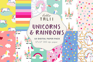 Unicorns & Rainbows Digital Paper