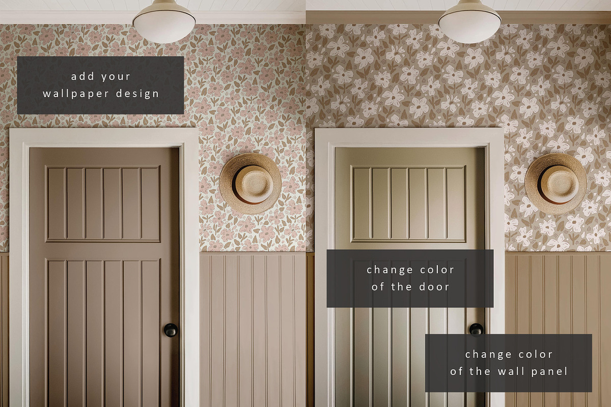 Vintage Farmhouse Wallpaper Mockup, a Household Mockup by LinnestCreative (Photo 4 of 5)