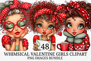 Whimsical Valentine Girls Clipart, an Illustration by Craft Nest (Thumbnail 1 of 6)