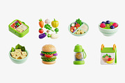 Vegetarian Diet Plan 3D Icon Set, a Food & Drink 3D Model by Eklip Studio (Thumbnail 3 of 3)
