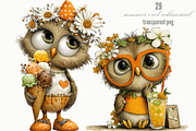 Summer Owl Whimsical Clipart, a Seasonal Illustration by Designking (Thumbnail 1 of 5)
