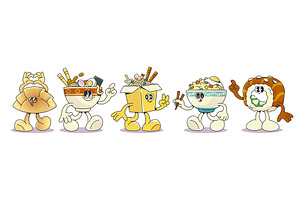 Sushi retro cartoon characters, a Food Illustration by art PVP - market