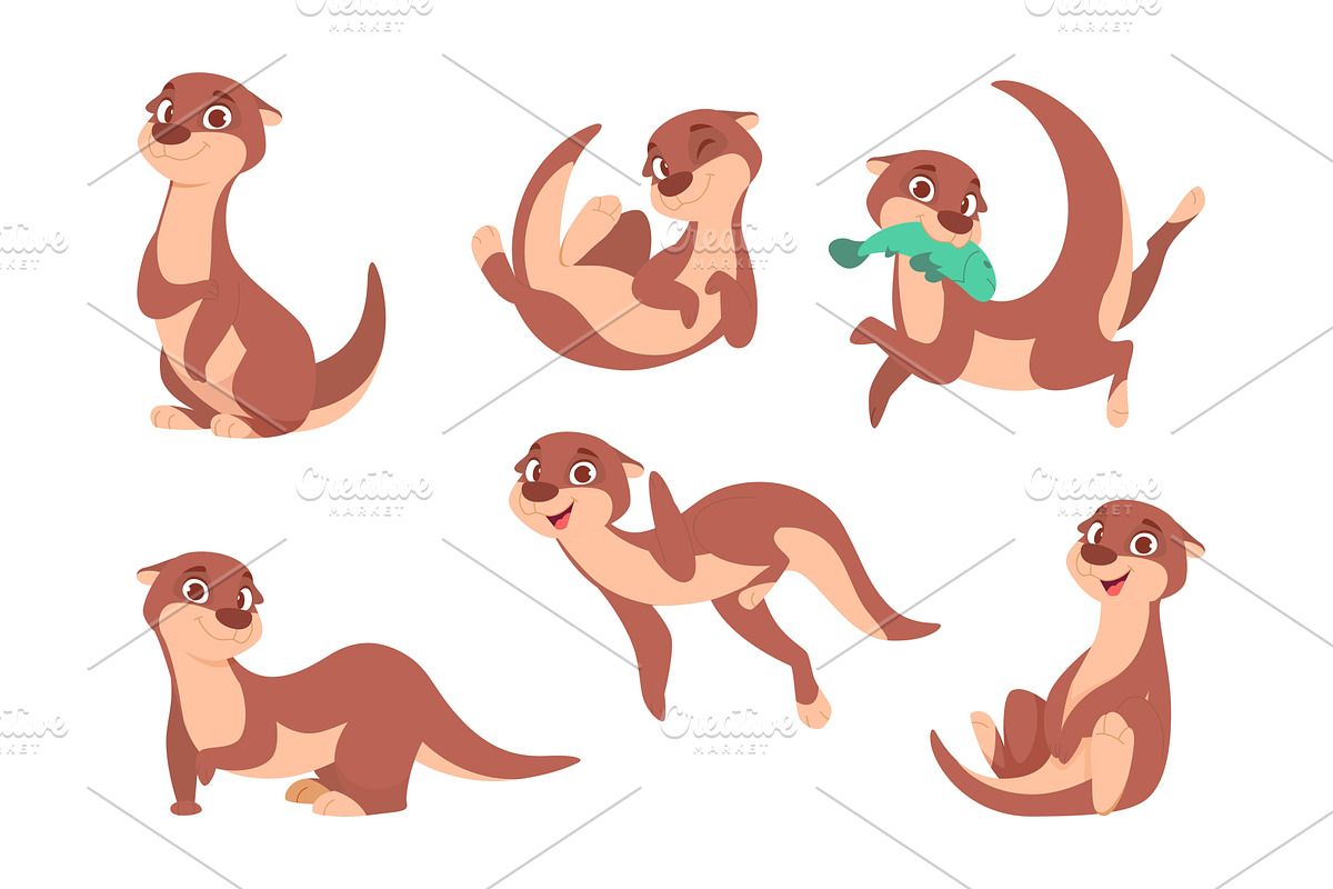Otter. Cute cartoon wild animal, an Animal Illustration by Onyx