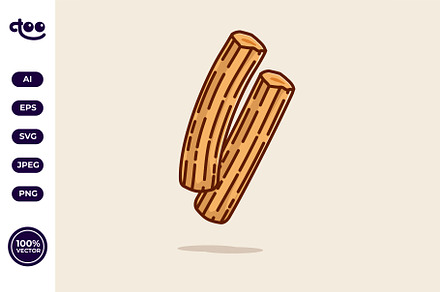 Churros food floating simple cartoon, a Food Illustration by Satisfactoons